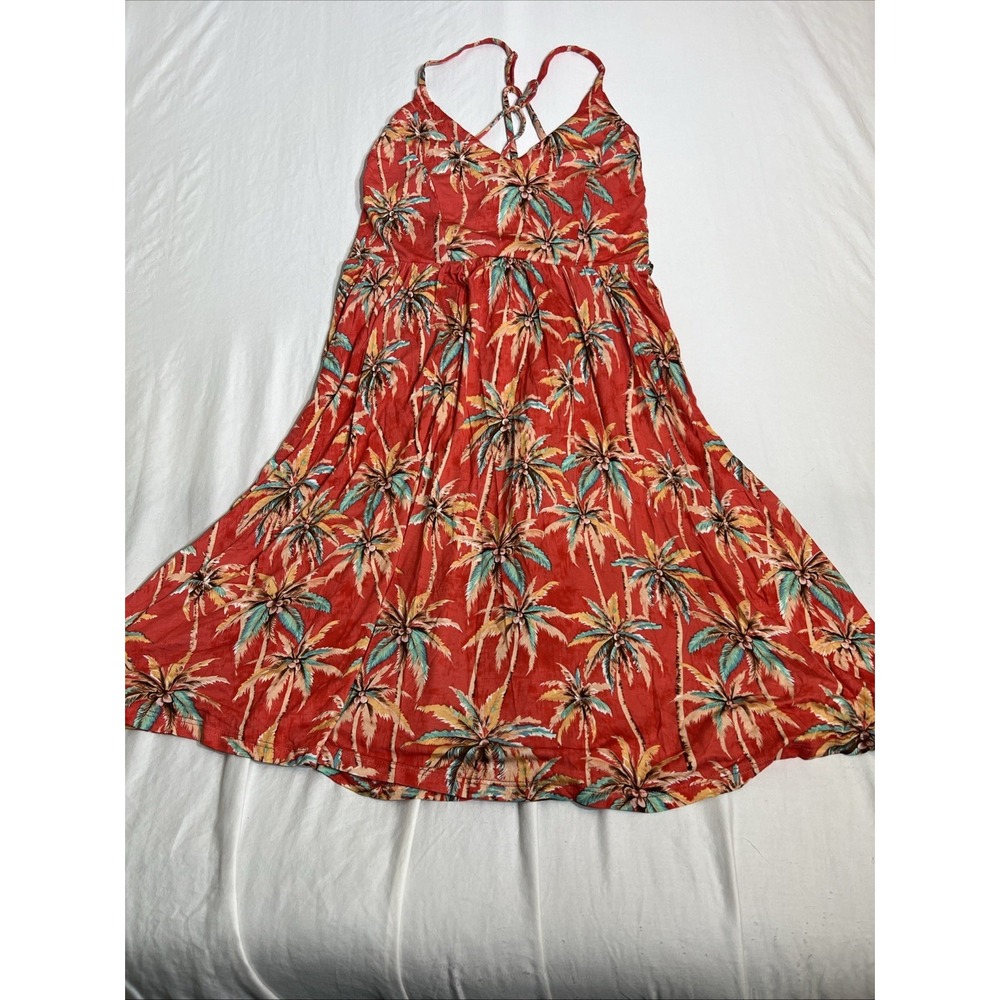 Body Glove Ivy Dress Sunset Balata Palm Tree Tropical Mini Red Orange Womens M